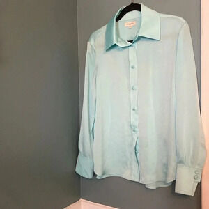 Lafayette148 New York women’s light blue button up blouse - lightweight - large
